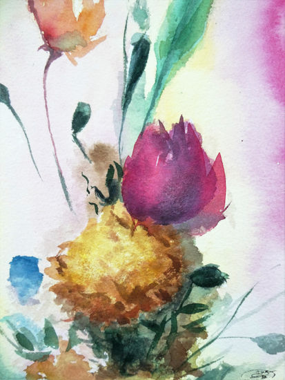 Flores en acuarela Watercolour Paper Floral Painting