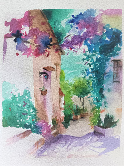 Pueblo en acuarela Watercolour Paper Landscaping