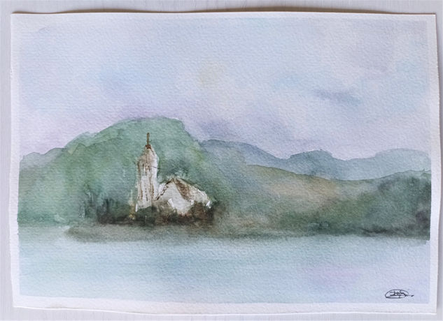 Paisaje lago Watercolour Paper Landscaping