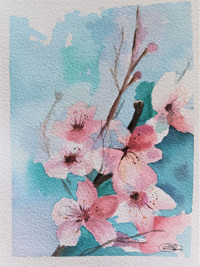 Flores en acuarela Acuarela Papel Paisaje