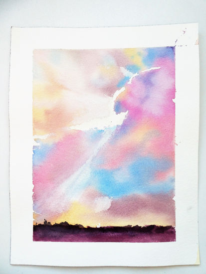 Atardecer en acuarela Watercolour Paper Landscaping