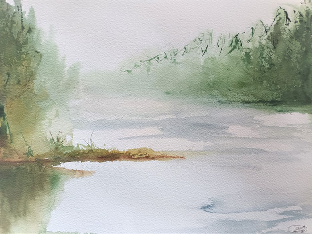 Acuarela paisaje de un lago Watercolour Paper Landscaping