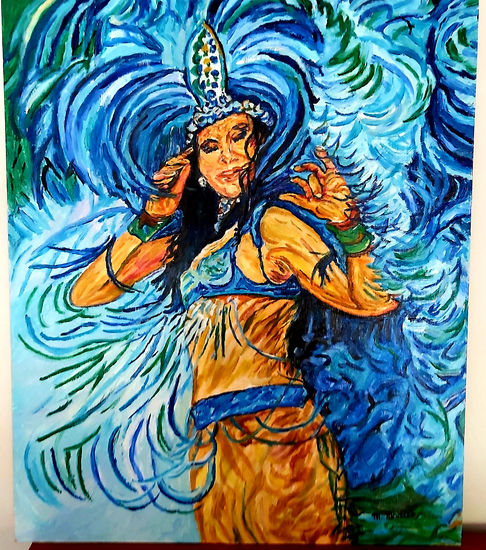 La reina del carnaval Oil Panel Figure Painting