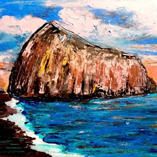 Piedra de la iglesia , año 2018, Constitucion, chile. Acrylic Card Marine Painting