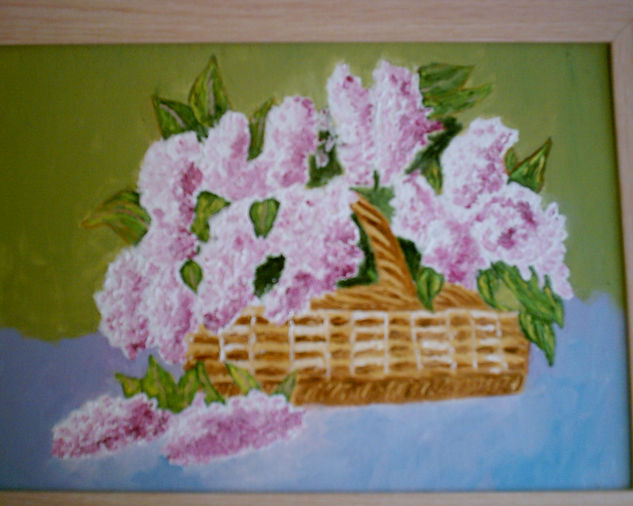 cesto de lilas Óleo Lienzo