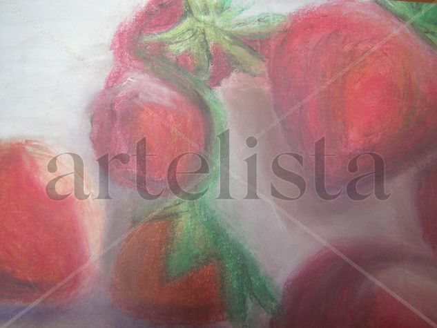 Las fresitas de mi huerto urbano Pastel Paper Floral Painting