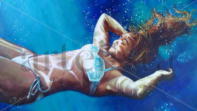 Recuerdos de Aguamarina Acrylic Canvas Figure Painting