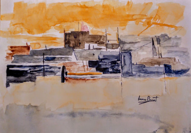 PORT DE MERCADERIES Watercolour Paper Marine Painting