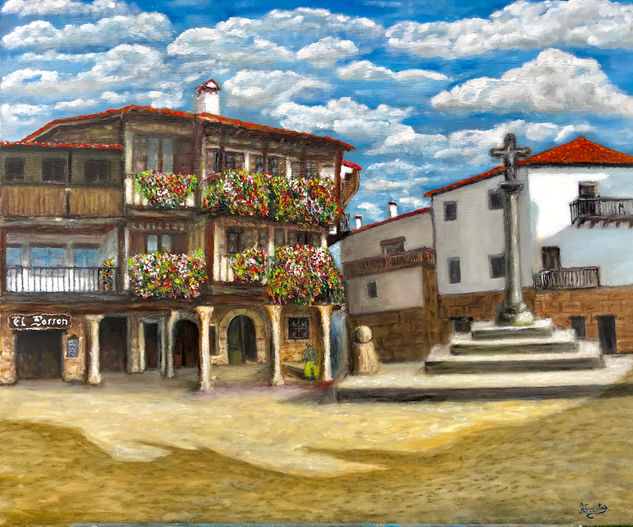 Plaza de la Alberca Salamanca Óleo Lienzo Paisaje