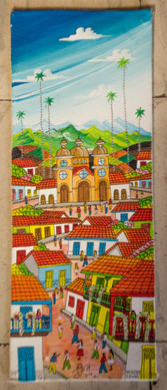 pueblo antioqueño Acrylic Canvas Landscaping