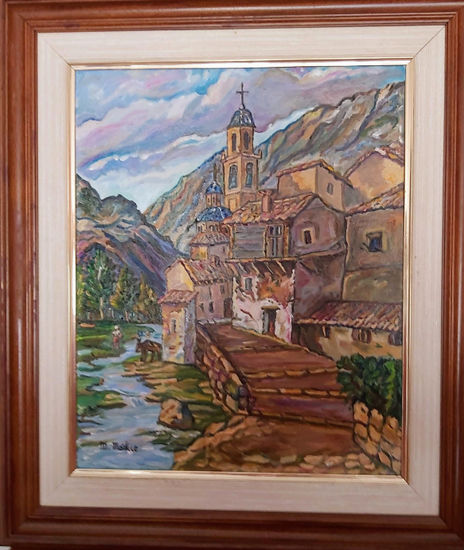 Paisaje sobre la España rural Vielha( Vall de Aran) Oil Panel Landscaping