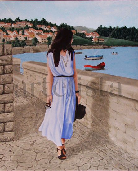 Paseo cerca dal mar Oil Canvas Figure Painting