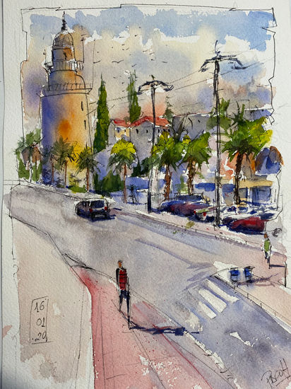 La farola de Málaga Watercolour Paper Landscaping