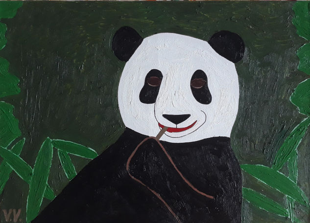 Oso panda Óleo Lienzo Animales