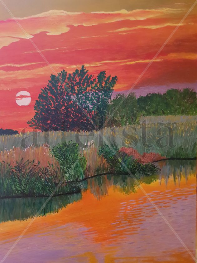 Atardecer en la orilla del río