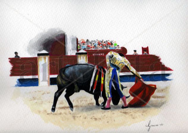 " tardes de toros " Acuarela Papel Animales