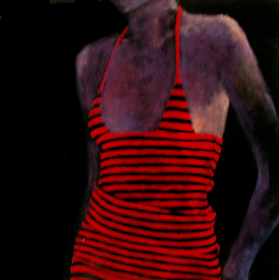 La negra Juana  1 Oil Panel Figure Painting