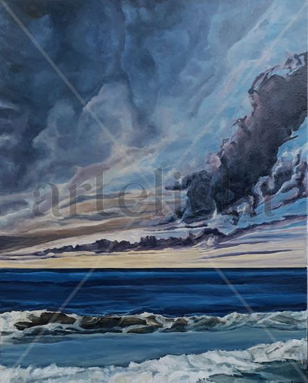 Algo de mar y mucho de cielo Oil Canvas Marine Painting