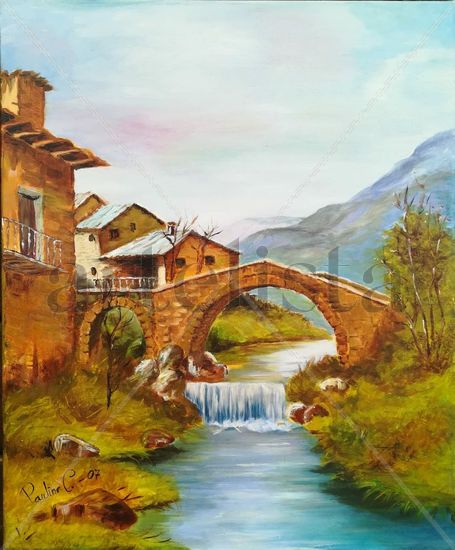 Puente romano Óleo Lienzo Paisaje