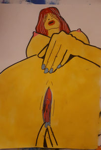 RED woman in yellow