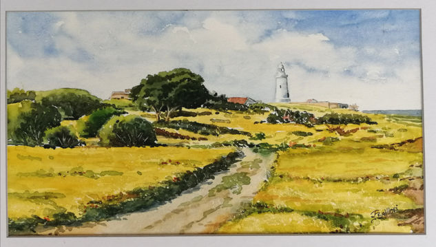 Faro en campo amarillo Watercolour Paper Landscaping