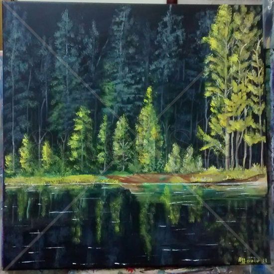 Reflejo Nocturno Acrylic Canvas Landscaping