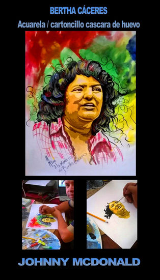 BERTA CACERES, AMBIENTALISTA MARTIR HONDUREÑA Acuarela Cartulina Retrato