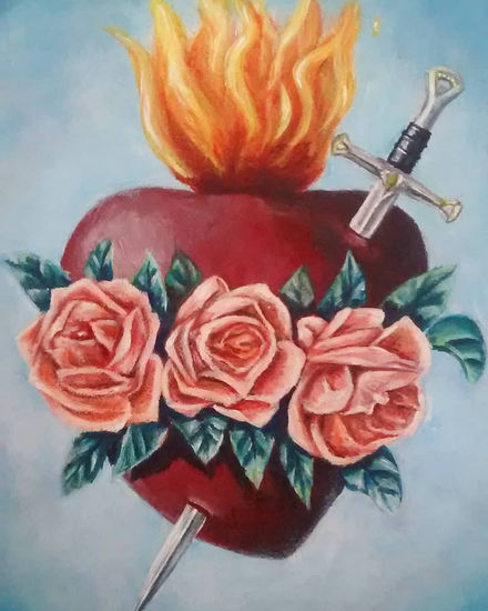 Sagrado Corazón de María Acrylic Canvas Figure Painting