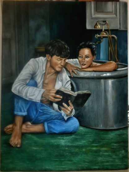 Disfrutándose Oil Canvas Figure Painting