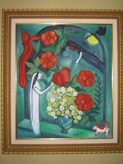 Homenaje a Chagall Oil Canvas Figure Painting