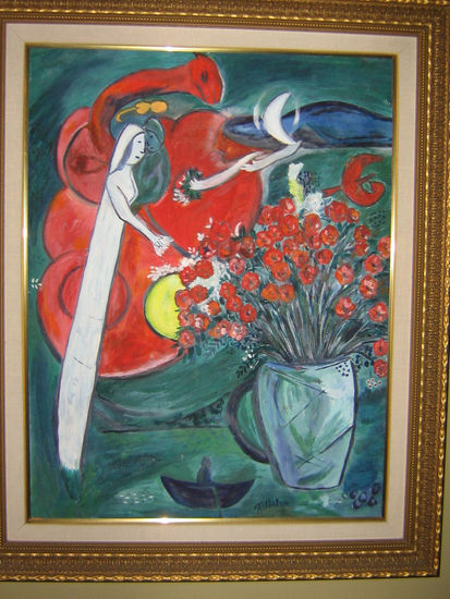 Homenaje a Chagall Oil Canvas Figure Painting