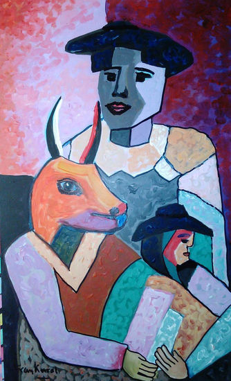 Recordando a Picasso Acrylic Panel Figure Painting