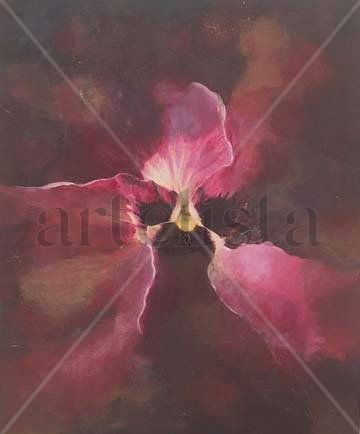 PENSAMIENTO MAGENTA Mixed media Panel Floral Painting