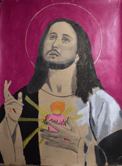 SAGRADO CORAZÓN DE JESÚS Mixed media Paper Figure Painting