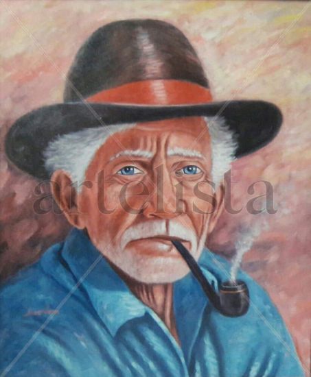 El compa-2 Oil Textile Portrait