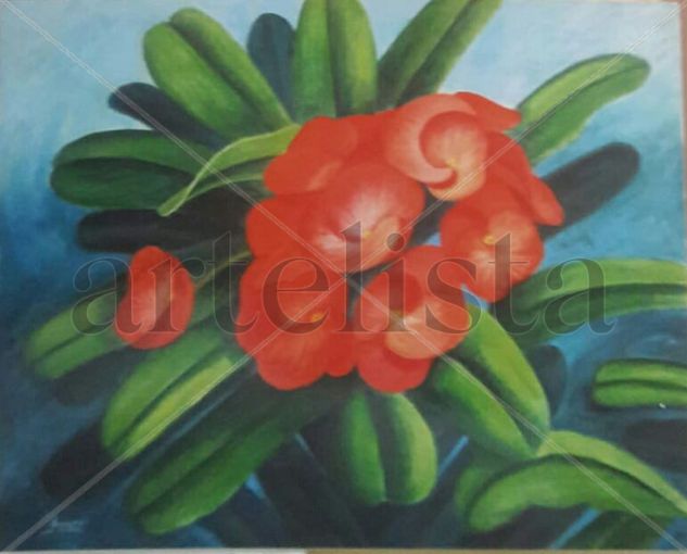 Destello en Primera Oil Textile Floral Painting