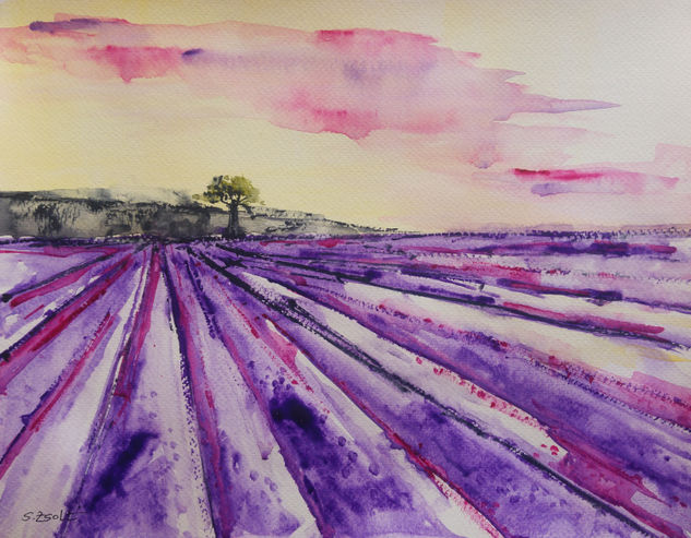 Provence Acuarela Papel Paisaje