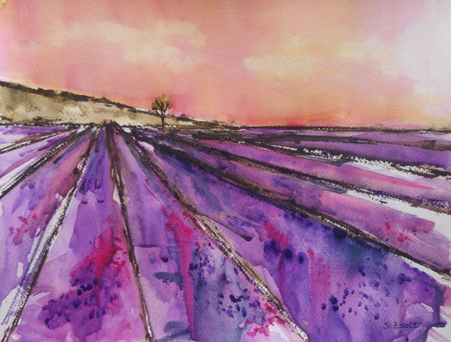 Campos de lavanda Watercolour Paper Landscaping