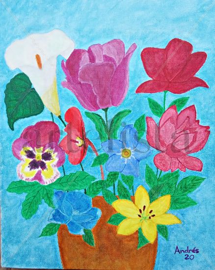 Flores de alegria Watercolour Canvas Floral Painting