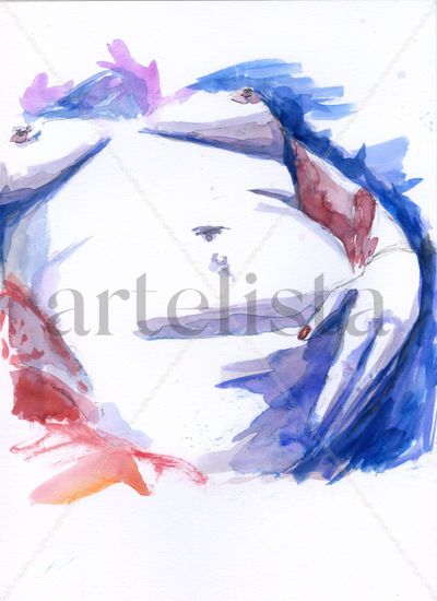 Cuerpo 23 Watercolour Paper Nude Paintings