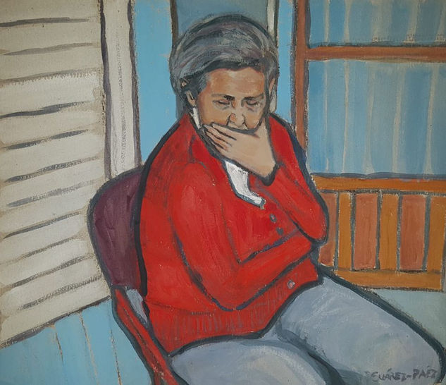 "Mujer con saco rojo" Gouache Otros Retrato