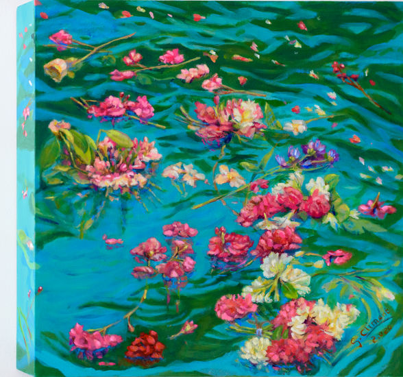 Flores para la Virgen del Carmen Oil Panel Landscaping