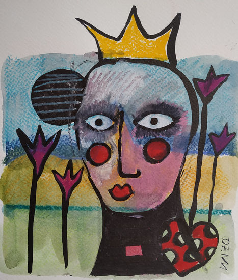 La corona Mixed media Paper Figure Painting