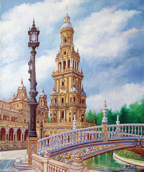 Torre Sur (Plaza de España) Sevilla Oil Canvas Landscaping