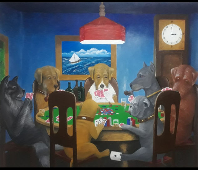 Replica perros jugando poker Óleo Lienzo Animales