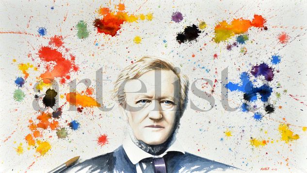 RICHARD WAGNER Watercolour Paper Portrait