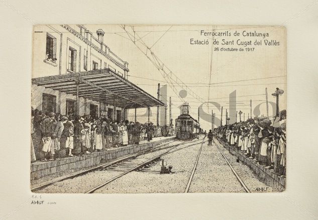 ESTACIÓN DE SANT CUGAT 26 DE OCTUBRE DE 1917 Aguafuerte