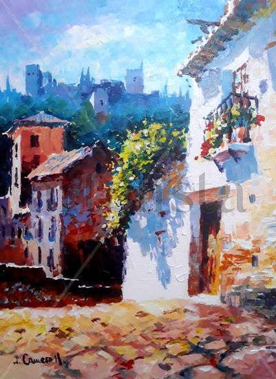 Calle Tipica de Granada. Acrilico sobre lienzo Acrylic Canvas Landscaping