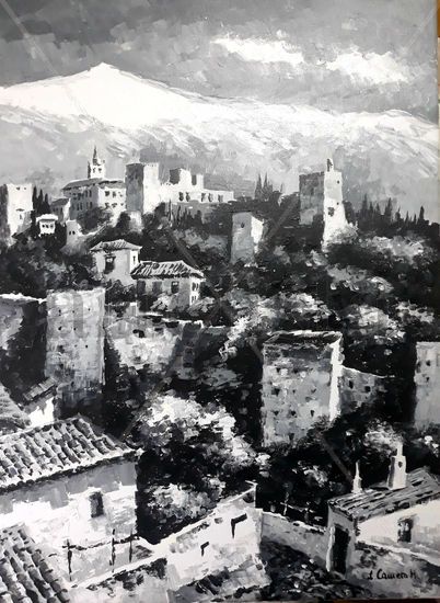 Alhambra y Sierra Nevada. Acrylic Canvas Landscaping