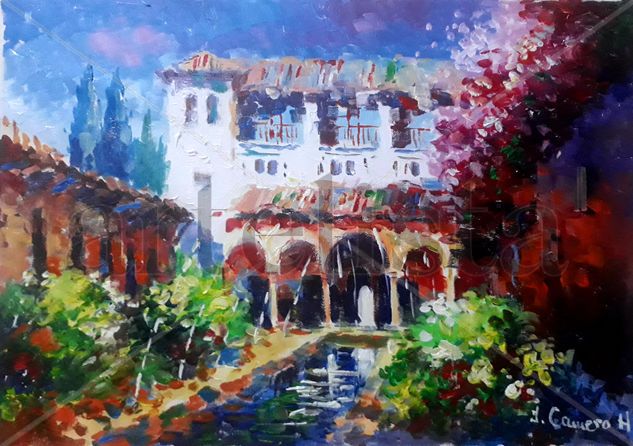 Generalife. Alhambra.  Acrilico sobre lienzo Acrylic Canvas Floral Painting